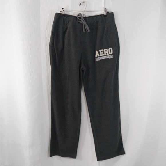 AEROPOSTALE! PLUSH GRAY OVERSIZED LIGO FRONT WIDE LEG SWEATPANTS, ACTIVE! SZ L - Picture 2 of 10